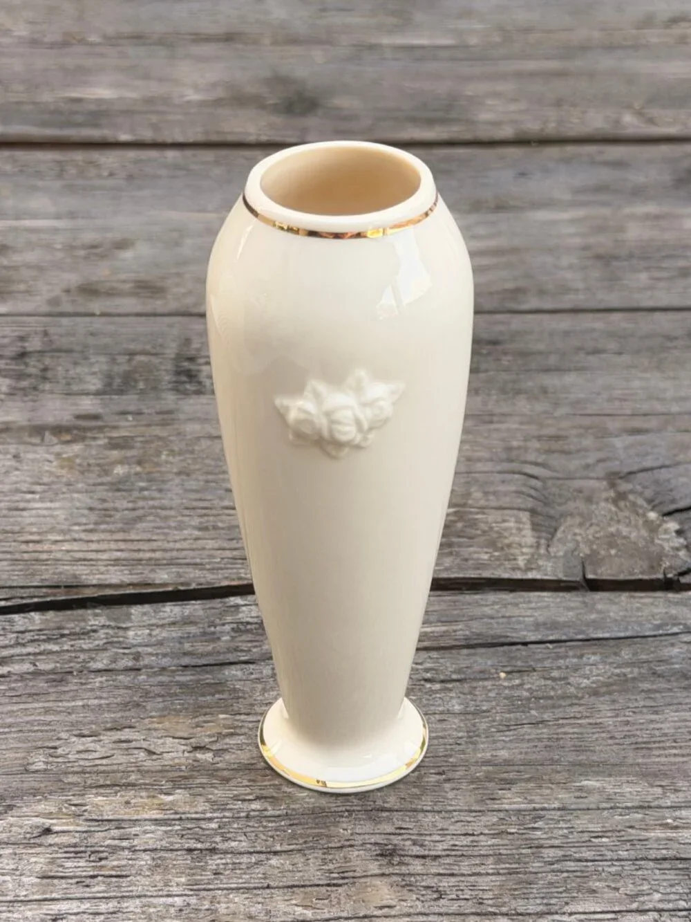 Vintage NIB Lenox Rose Blossom Bud Vase Embossed Roses 24 Kt Gold Trim 6